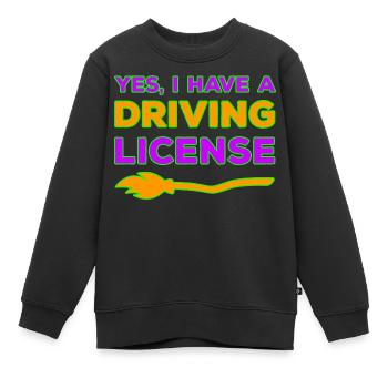 Ja, ich habe einen Hexenbesen Führerschein - Kinder Premium Organic Sweatshirt - Schwarz - Vorne - AI Model Kid Female (0cm)