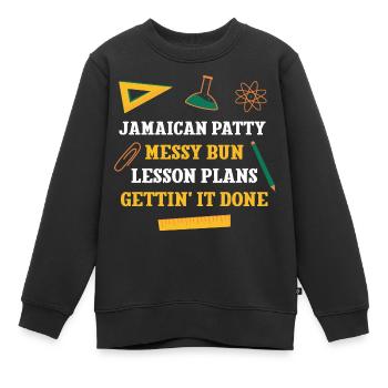 Jamaïcain Patty Messy Bun Plans de leçon Drôle - Sweat Premium enfant bio - noir - Devant - AI Model Kid Female (0cm)