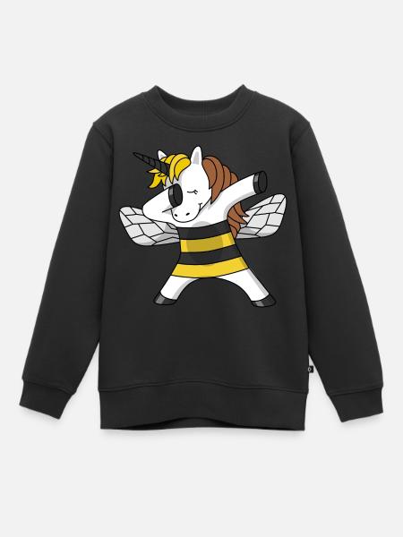 Biene Einhorn unicorn bee Imkerin dabbing dab - Kinder Premium Organic Sweatshirt - Schwarz