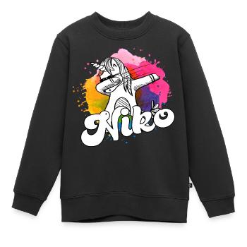NIKO - Schöner Jungen Name mit Coolem Einhorn - Kinder Premium Organic Sweatshirt - Schwarz - Vorne - AI Model Kid Female (0cm)