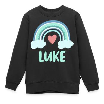 Luke Name Regenbogen Baby - Kinder Premium Organic Sweatshirt - Schwarz - Vorne - AI Model Kid Female (0cm)