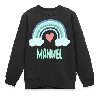 Manuel Nom Rainbow Baby - Sweat Premium enfant bio - noir - Devant - AI Model Kid Female (0cm)