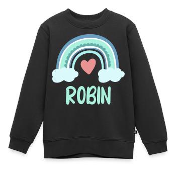 Nom Robin Rainbow Baby - Sweat Premium enfant bio - noir - Devant - AI Model Kid Female (0cm)
