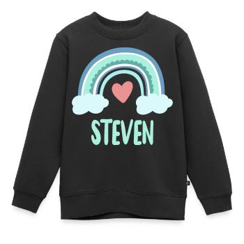 Steven Name Regenbogen Baby - Kinder Premium Organic Sweatshirt - Schwarz - Vorne - AI Model Kid Female (0cm)