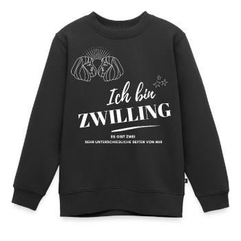 Ich bin Zwilling Sternzeichen Astrologie - Kinder Premium Organic Sweatshirt - Schwarz - Vorne - AI Model Kid Female (0cm)