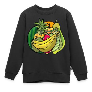 Vitamines d’été Fruits Fruits Rafraîchissement Régime - Sweat Premium enfant bio - noir - Devant - AI Model Kid Female (0cm)