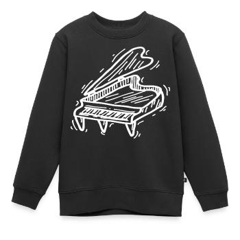 Piano Musicien - Sweat Premium enfant bio - noir - Devant - AI Model Kid Female (0cm)