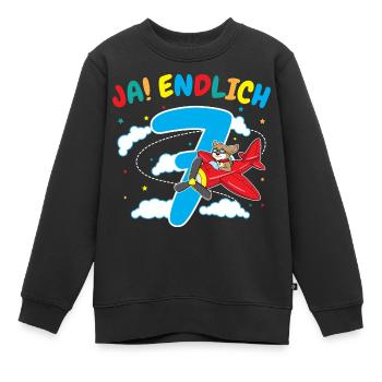 7. Geburtstag Hund Pilot Flugzeug Flieger Geschenk - Kinder Premium Organic Sweatshirt - Schwarz - Vorne - AI Model Kid Female (0cm)