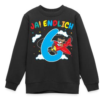 6. Geburtstag Hund Pilot Flugzeug Flieger Geschenk - Kinder Premium Organic Sweatshirt - Schwarz - Vorne - AI Model Kid Female (0cm)