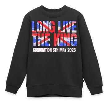 Couronnement du roi britannique Charles Angleterre Drapeau - Sweat Premium enfant bio - noir - Devant - AI Model Kid Female (0cm)