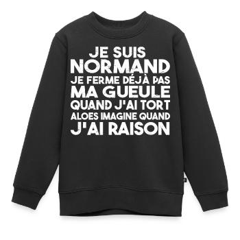 Je suis Normand - Idée cadeau pour un Normand - Sweat Premium enfant bio - noir - Devant - AI Model Kid Female (0cm)