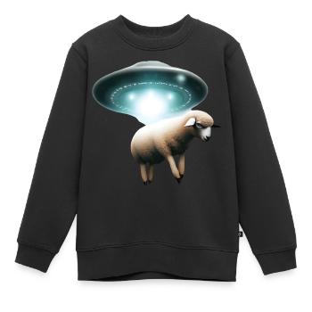 Schaf Entführung durch UFO - Kinder Premium Organic Sweatshirt - Schwarz - Vorne - AI Model Kid Female (0cm)