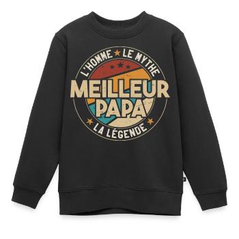 Meilleur Papa Cadeau Papa Meilleur Père - Sweat Premium enfant bio - noir - Devant - AI Model Kid Female (0cm)