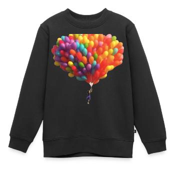 Ein Kind mit aufsteigenden bunten Luftballons - Kinder Premium Organic Sweatshirt - Schwarz - Vorne - AI Model Kid Female (0cm)