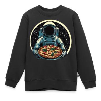 Astronaute avec un design d’espace de pizza salami - Sweat Premium enfant bio - noir - Devant - AI Model Kid Female (0cm)