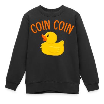 Canard Humour Vilain Petit Canard Coin Coin - Sweat Premium enfant bio - noir - Devant - AI Model Kid Female (0cm)