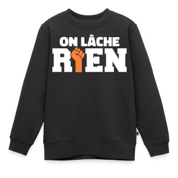 On Lâche Rien - Sweat Premium enfant bio - noir - Devant - AI Model Kid Female (0cm)