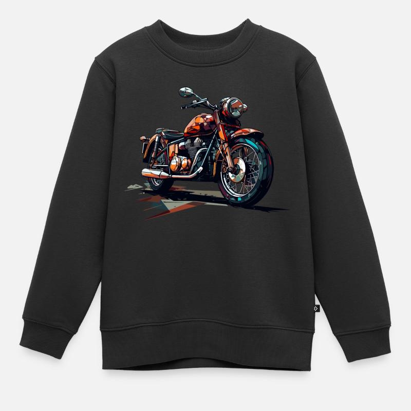 Moto de style polygonal - Sweat Premium enfant bio - noir