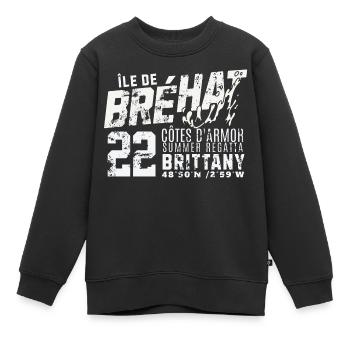 Ile de Brehat cote d armor vintage - Sweat Premium enfant bio - noir - Devant - AI Model Kid Female (0cm)