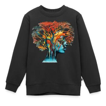 Optische Täuschung Kopf-Baum - Kinder Premium Organic Sweatshirt - Schwarz - Vorne - AI Model Kid Female (0cm)