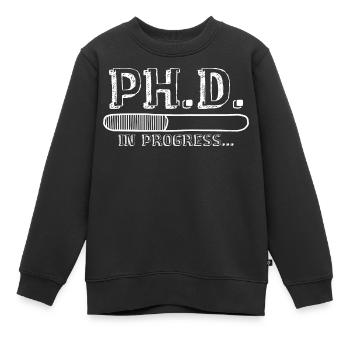 Ph.D. in Bearbeitung, PhD Doktorat Graduiertengrad - Kinder Premium Organic Sweatshirt - Schwarz - Vorne - AI Model Kid Female (0cm)