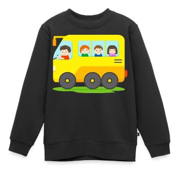 Gelber Bus Schulbus Kinder - Kinder Premium Organic Sweatshirt - Schwarz - Vorne - AI Model Kid Female (0cm)