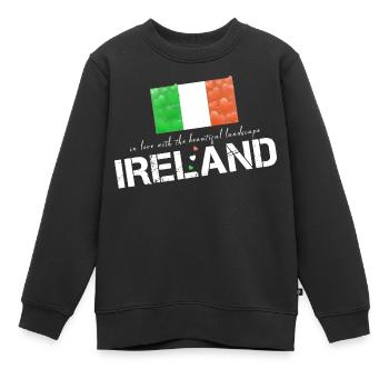 Cœurs de drapeau irlandais - Sweat Premium enfant bio - noir - Devant - AI Model Kid Female (0cm)