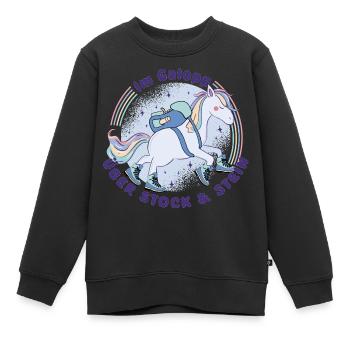 Einhorn - Wandern mit Kind - über Stock und Stein - Kinder Premium Organic Sweatshirt - Schwarz - Vorne - AI Model Kid Female (0cm)