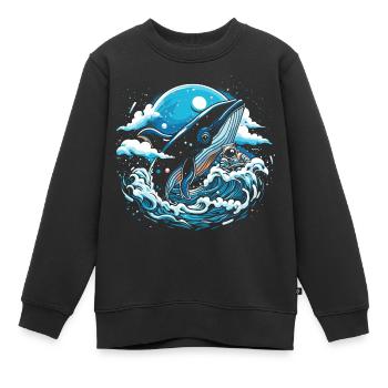 Imagination de baleine de l’espace - Sweat Premium enfant bio - noir - Devant - AI Model Kid Female (0cm)
