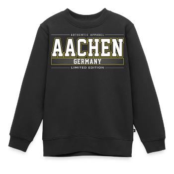 Aachen - Kinder Premium Organic Sweatshirt - Schwarz - Vorne - AI Model Kid Female (0cm)