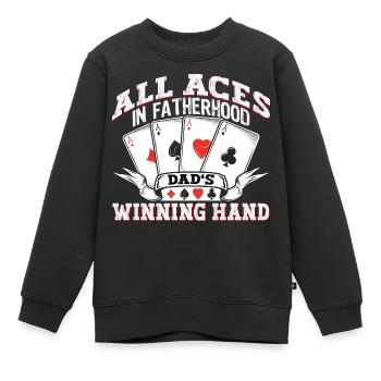 All Aces In Fatherhood Winning Hand Retro Papa - Kinder Premium Organic Sweatshirt - Schwarz - Vorne - AI Model Kid Female (0cm)