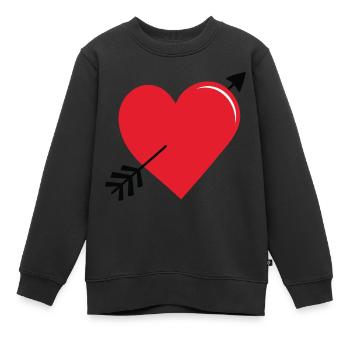 Rotes Liebesherz mit Pfeil - Kinder Premium Organic Sweatshirt - Schwarz - Vorne - AI Model Kid Female (0cm)