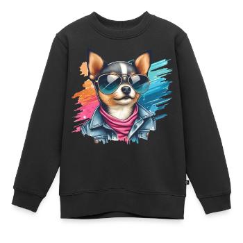 Chihuahua Splash Kunst - Kinder Premium Organic Sweatshirt - Schwarz - Vorne - AI Model Kid Female (0cm)