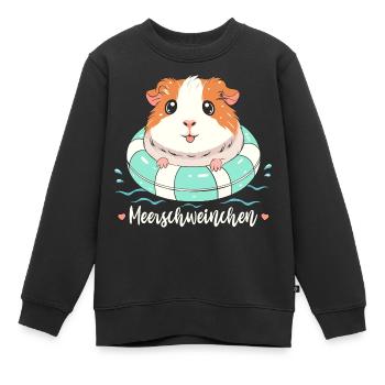 Meerschweinchen mit Schwimmring lustiges Wortspiel - Kinder Premium Organic Sweatshirt - Schwarz - Vorne - AI Model Kid Female (0cm)
