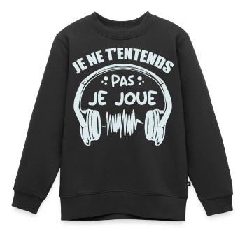 Je Ne T'entends Pas Je Joue - Sweat Premium enfant bio - noir - Devant - AI Model Kid Female (0cm)