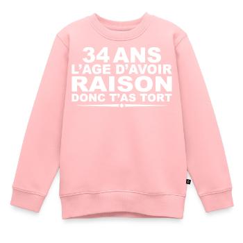 34 years | Humor 34th Birthday Gift - Kids Premium Organic Sweatshirt - rose - Front - AI Model Kid Female (0cm)
