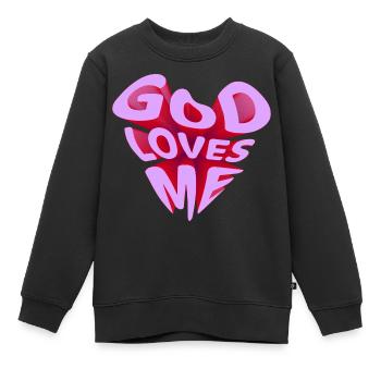 God Loves Me -pink- - Kinder Premium Organic Sweatshirt - Schwarz - Vorne - AI Model Kid Female (0cm)
