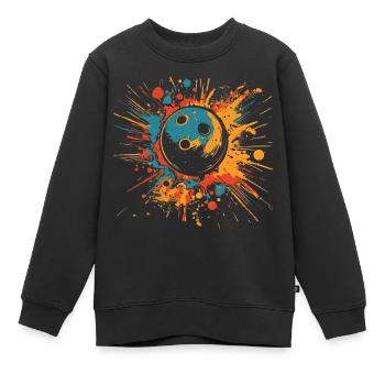 Bowling Farbkleckse - Kinder Premium Organic Sweatshirt - Schwarz - Vorne - AI Model Kid Female (0cm)