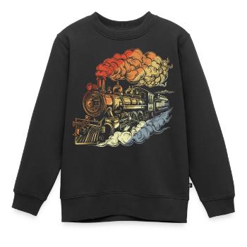 Retro Dampflokomotive - Kinder Premium Organic Sweatshirt - Schwarz - Vorne - AI Model Kid Female (0cm)
