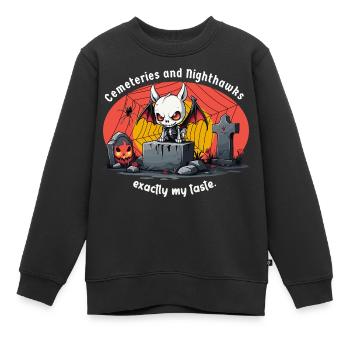 Cimetières et oiseaux de nuit - Sweat Premium enfant bio - noir - Devant - AI Model Kid Female (0cm)