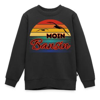 Bassin Moin avec mouette dans le style rétro Bansin - Sweat Premium enfant bio - noir - Devant - AI Model Kid Female (0cm)