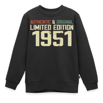 1951 Geburtstagsgeschenk 1951 Jahrgang 1951 Retro - Kinder Premium Organic Sweatshirt - Schwarz - Vorne - AI Model Kid Female (0cm)