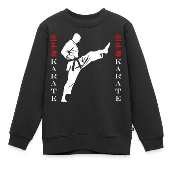 karate - Sweat Premium enfant bio - noir - Devant - AI Model Kid Female (0cm)