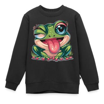 Ästhetischer Frosch Frösche für einen Frosch - Kinder Premium Organic Sweatshirt - Schwarz - Vorne - AI Model Kid Female (0cm)