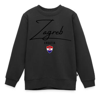 J’aime Zagreb, Zagreb Croatie - Sweat Premium enfant bio - noir - Devant - AI Model Kid Female (0cm)