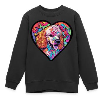 Caniche Chien Cœur Chien Amour - Sweat Premium enfant bio - noir - Devant - AI Model Kid Female (0cm)