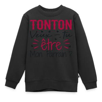 Onkel: Willst du Mein Pate sein? - Kinder Premium Organic Sweatshirt - Schwarz - Vorne - AI Model Kid Female (0cm)