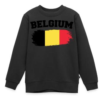 Vintage Belgische Flagge Retro Belgisch - Kinder Premium Organic Sweatshirt - Schwarz - Vorne - AI Model Kid Female (0cm)