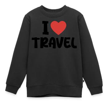 I Love Travel - Sweat Premium enfant bio - noir - Devant - AI Model Kid Female (0cm)