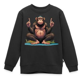 Yogi Affe - Kinder Premium Organic Sweatshirt - Schwarz - Vorne - AI Model Kid Female (0cm)